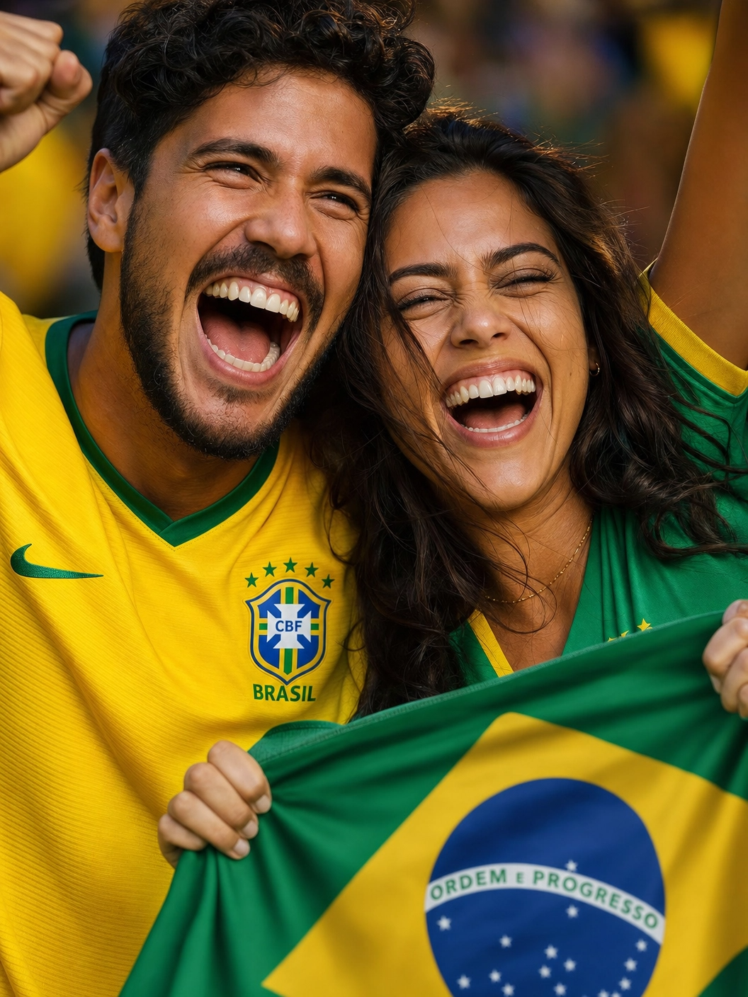 Casal torcendo pelo Brasil